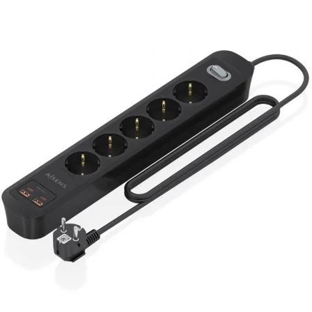 Aisens Regleta con Interruptor Aisens ASPS-2A2C15-BK con 5 Tomas de Corriente y 2 USB-C/2 USB-A, Negro Aisens Regleta con Interruptor Aisens ASPS-2A2C15-BK con 5 Tomas de Corriente y 2 USB-C/2 USB-A, Negro